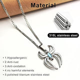 Spider Pendant Necklace Surgical Steel Superhero Spiderman Jewelry for Kids- Silver B V1164-325762
