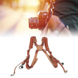 Camera Leather Shoulder Strap Dual Shoulder Leather Harness, Leather Camera Strap Brown for V1369-AZ3-W-16122