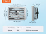 Shutter Exhaust Fan, 610 mm High-speed 1400RPM 2892 CFM, Aluminum Wall Mount Attic Fan with V952-BYCSPQSDJAC2421TSV3