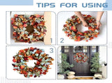 22 Inch Fall Front Door with Eucalyptus Lamb Ears Leaves and Berries, Autumn Fall Leaves V1258-DP02-C-2688
