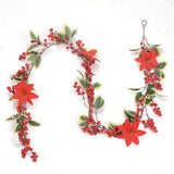 6.5 FT Christmas Holly Berry Garland Winter Artificial Greenery Garland with Red Berries and Holly V1294-YM0523-10321385