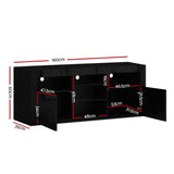 Artiss Entertainment Unit TV Cabinet LED 160cm Black Bobi FURNI-O-LED-TV160-BK-AB