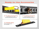 E-Track Tie-Down Rail Kit, Pack 0.4 m E Tracks Set, 21 Pcs Includes 2 Ratchet Straps & O-Rings & V952-SPEXGD13FT15AAGQD001V0