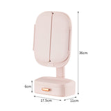 Pink LED Lighted Tri-Fold Makeup Mirror with Storage Drawer & Magnification V888-ELOSUNG21494
