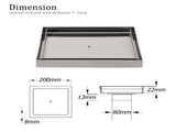 Bathroom Large Square 200x200mm Tile Insert Floor Drain Shower Grate 80mm Waste V1233-SQTI01200D80BS