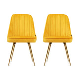 Artiss Dining Chairs Set of 2 Velvet Channel Tufted Yellow UPHO-D-DIN203C-VEL-YEX2