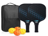Blue Pickleball Set With 2 Paddles-4 Balls And Black Carrying Bag V1221-BLUE-PICKLEBALL-SET-WITH-2-PADDLES-4-BALLS-AND-BLACK-CARRYING-BA