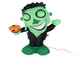 3.9ft Inflatable Green Monster with Pumpkin Big Eyes LED Lights Outdoor Yard Garden Lawn Holiday V1294-YM0901-3115240070711
