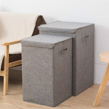 SOGA 2X Grey Medium Collapsible Laundry Hamper Storage Box Foldable Canvas Basket Home Organiser SBOX101X2