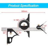 Metal Combination Square Multi-Function Carpentry Ruler Combination Angle Ruler With Zero Level V1188-MS-227-2253