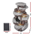 Gardeon Solar Fountain Water Feature Outdoor Indoor 4-Tier Brown FOUNT-B-ROCK-4LVL-90-BR