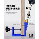 Pocket Hole Jig Kit, Pocket Screw Jig 15 Degree Drilling Locator,Pocket Dowel Hole Jig System Set V1192-AZ-W-3398
