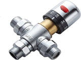 3-way thermostatic water mixer DN15, temperature control hot and cold, G1/2 NPS male connections, V1189-HB001WSRF00007
