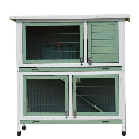 YES4PETS Green Large Double Storey Rabbit Hutch Guinea Pig Ferret Cage V278-ABBY-RH061