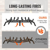 Fireplace Log Grate, 685.8mm Heavy Duty Fireplace Grate with 6 Support Legs, 19.05mm Solid V952-ZTXYMP34X342740JUV0