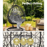 Gardeon Outdoor Egg Swing Chair Wicker Rattan Furniture Pod Stand Cushion Grey HM-EGG-RAN-S-BKGR-AB