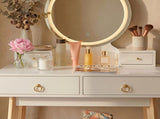 Dressing Vanity Table Stool Set with Make-up LED Lighted Mirror-White V264-TAB-708C-WHE-NA-1