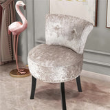 Grey Round Vanity Stool with Padded Seat and Backrest V767-XJJ379-SR-V1