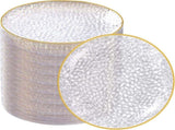 100 Pack Clear Gold Plastic Dessert Plates, 6Inch Clear Gold Small Appetizer Plates With Hammered, V1258-DP02-WO-486