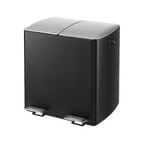 Cefito Pedal Bins Rubbish Bin Dual Compartment Waste Recycle Dustbins 40L Black RB-40L-2P-BK