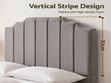 Artiss Bed Head Headboard Double Velvet 138CM - Grey BED-HEAD-WING-D-GY