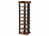 Levede Narrow Shoe Rack Vertical 9-Tier Shoe Storage Organiser Shelf Side Hooks EA0304-BR-9-AU