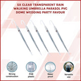 5x Clear Transparent Rain Walking Umbrella Parasol PVC Dome Wedding Party Favour V63-831651