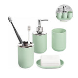 Set 4 Pcs Green Bathroom Accessories,Cute Bathroom Decor,Plastic Soap Dispenser and Toothbrush V1189-WXFWAL-20260319-00055