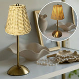 Cordless Boho Rattan Table lamp, Rechargeable Battery, Brightness Dimmable, Rattan Shade, for V1192-AZ-W-33810