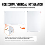 Magnetic Glass Whiteboard, Dry Erase Board 36"x24", Wall-Mounted Large White Glassboard Frameless, V952-CXGCBLBGHBL3CGGHBV0