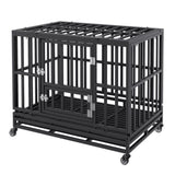 Heavy Duty Dog Crate 38 in Metal Dog Kennel with Wheels and Removable Tray V952-GLSYSDXPF3742TS8BV0