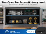 Giantz Wall Mount Steel Tool Cabinet Garage Storage Box Lockable Overhead Shelf Black TC-WAL-SL-BK