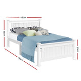 Artiss Bed Frame King Single Size Wooden White RIO WBED-D-004KS-107-AB