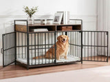 i.Pet 2-in-1 Wooden Dog Crate 104cm Pet Cage Furniture End Table Storage Black PET-DOGCAGE-DR-104-BK