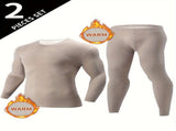 Men's Thermal Underwear Set 2-Piece Long Sleeve Top & High-Waist Pants - Gray - Size L V1102-M-APP-6734-GRAY-LAULEU50