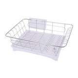 Stainless Steel Dish Drainer Drying Rack With 3-Piece Set Removable Rust Proof Utensil Holde For V1366-AZ2-W-16288