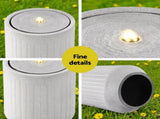 Gardeon Solar Fountain Water Feature Outdoor Fountain LED Lights Beige FOUNT-CYLINDER-BG