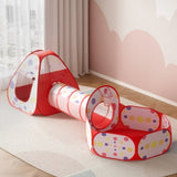 Keezi Kids Playhouse Play Tent Pop Up Teepee Ball Pit Tunnel Basketball Hoop Red TENT-PLAY-TUN-RD