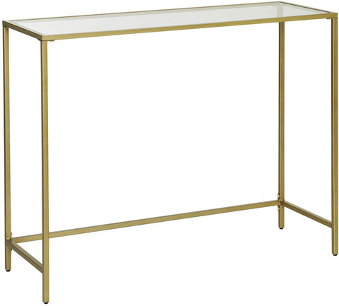 VASAGLE Console Table with Tempered Glass Golden V227-9101101023230