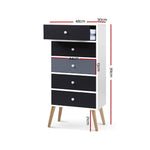 Artiss 5 Chest of Drawers - BONDS White FURNI-E-SCAN-TBOY01-WHBK