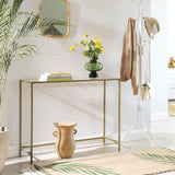 VASAGLE Console Table with Tempered Glass Golden V227-9101101023230