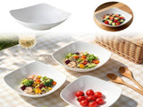 Square-shaped White Ceramic Deep Bowl Minimalist Dining Tableware Salad Soup Container Home Kitchen V1369-AZ3-W-14804