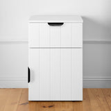 PORTO BEDSIDE TABLE - WHITE - VJ PANEL - PULL BLACK V164-ECS13WVB03B