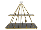 Cupcake Stand Elegant 2 Tier Iron Dessert Stand with Ceramic Serving Trays for Fruits Cakes Snacks V1294-YM0901-3118250199612