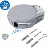 Long, 12M Retractable Clothes Line, Heavy Duty Clothes Dryer, Automatic Retractable Mechanism, Easy V1188-MS-227-0896