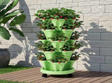 Green Fingers Garden Bed 5 Tier Vertical Garden Grey Strawberry Stackable Planters Herbs Light Green GARDEN-PLASTIC-25L-LGR