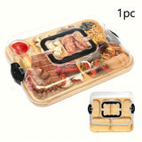 1pc Cheese Tray with Transparent Acrylic Lid - Portable Deli Platter for Camping, Parties, V1106-HECP-001