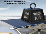 Camping Portable Stretcher Single Foldable Folding Bed Recliner Mat - navy V610-LUXBED-SQ-NAV
