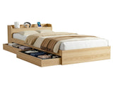 Artiss Single Bed Frame with 2 Storage Drawers Platform Bed Base with USB Ports Sturdy Wooden Slat WBED-F-AURA-S-WD-AB
