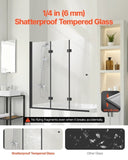VEVOR Bathtub Shower Door 1295 x 1422 mm Frameless Foldable Tub Shower Door V952-PFYGM51W58HI1W5H9V0